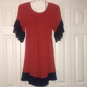 Burnt orange/navy blue dress